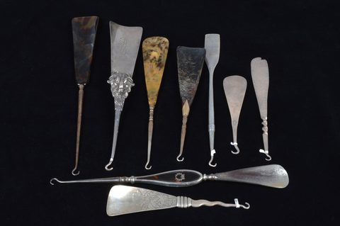A collection of combination button hook and shoe horns