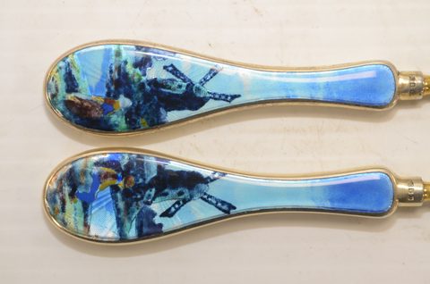 Seven sets of matching button hooks and shoehorns