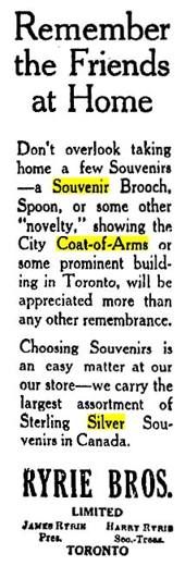Sterling Coat of Arms Souvenirs TS July 13 1912