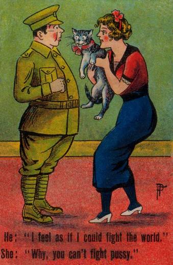 WWI lady cat and friend 19160