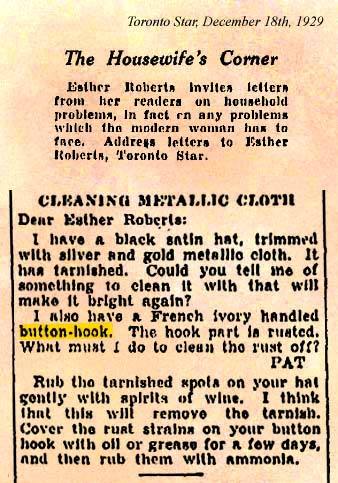 Buttonhook Advice Column Dec 18 1929