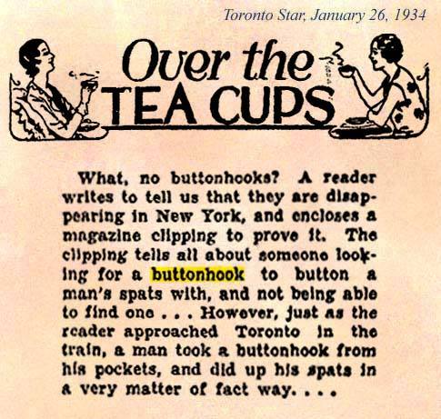 Buttonhook Demise Jan 1934