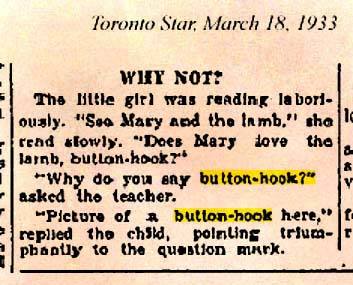 Buttonhook joke TS 1933