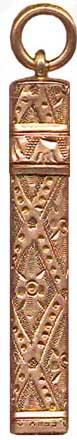 Gold 14K 2in marked Fairchild Pat D Feb 24 85 transp